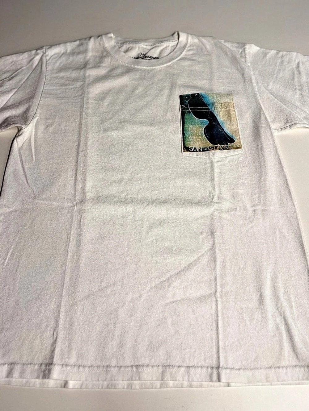 Jean-Michel Basquiat Sunglasses Pocket Tee White & Blue Medium